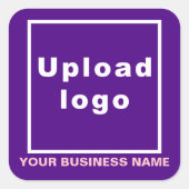Bedrijfsnaam en Logo op Paarse Square Sticker (Voorkant)