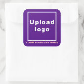 Bedrijfsnaam en Logo op Paarse Square Sticker (Tas)
