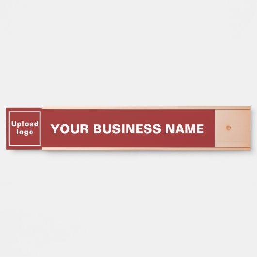 Bedrijfsnaam en Logo op Red Long Hanging Deurbordje (Voorkant)