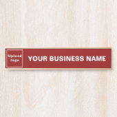 Bedrijfsnaam en Logo op Red Long Hanging Deurbordje (Voorkant)