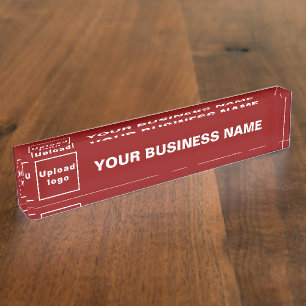 Bedrijfsnaam en Logo op rood acryl Naambordje