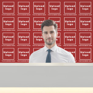 Bedrijfsnaam en Logo op rood Behang