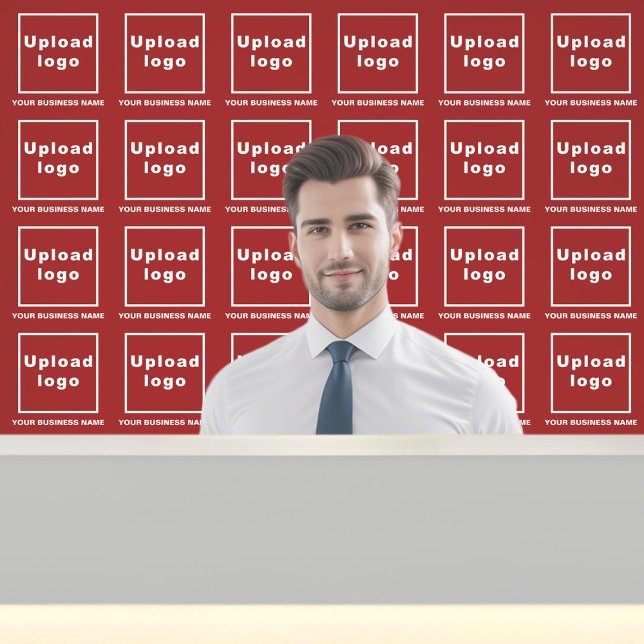 Bedrijfsnaam en Logo op rood Behang (Business name and logo on red wallpaper)