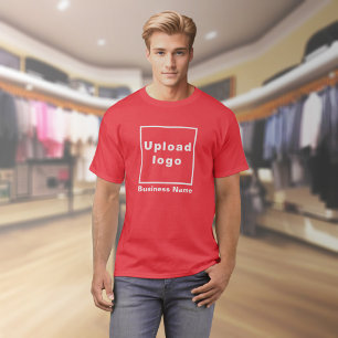 Bedrijfsnaam en Logo op rood T-shirt
