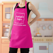Bedrijfsnaam en Logo op roze polyesterSchort Schort