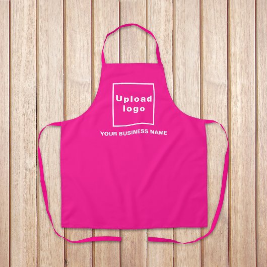 Bedrijfsnaam en Logo op roze polyesterSchort Schort