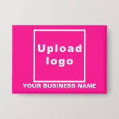 Bedrijfsnaam en Logo op Roze Rechthoek Button (Voorkant)