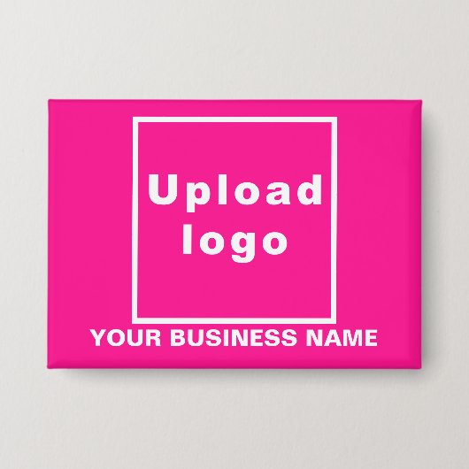 Bedrijfsnaam en Logo op Roze Rechthoek Button (Voorkant)