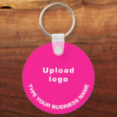 Bedrijfsnaam en Logo op roze ronde aluminium Sleutelhanger (Voorkant)