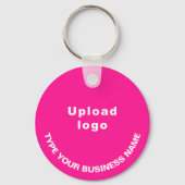 Bedrijfsnaam en Logo op roze ronde aluminium Sleutelhanger (Achterkant)