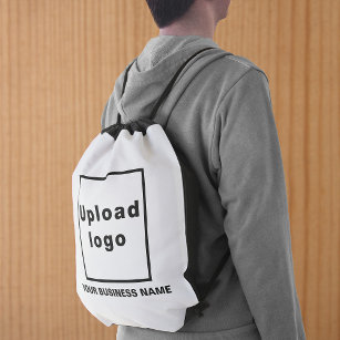 Bedrijfsnaam en Logo op White Drawstring Bag Trekkoord Rugzakje