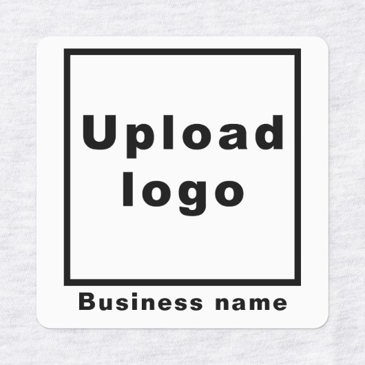 Bedrijfsnaam en Logo op White Square Iron on Labels (Design 1)