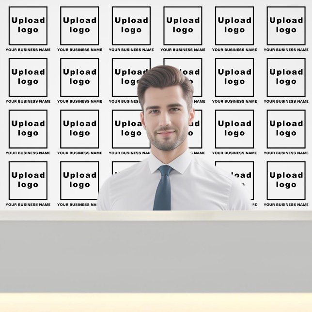 Bedrijfsnaam en Logo op Wit Behang (Business name and logo on white wallpaper)