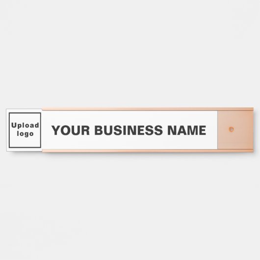 Bedrijfsnaam en Logo op Wit Lang Hangen Deurbordje (Voorkant)