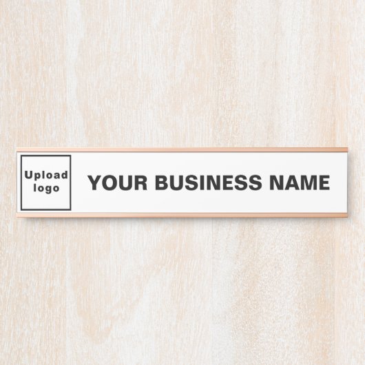 Bedrijfsnaam en Logo op Wit Lang Hangen Deurbordje (Voorkant)