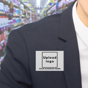 Bedrijfsnaam en Logo op Witte Rechthoek Button