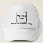 Bedrijfsnaam en Logo op Witte Trucker Hoed Trucker Pet (Voorkant)