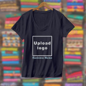 Bedrijfsnaam en Logo op Women's V-Neck Navy Blue T-shirt