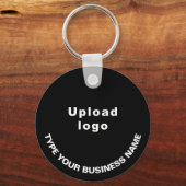 Bedrijfsnaam en Logo op zwart rond aluminium Sleutelhanger (Voorkant)