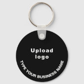 Bedrijfsnaam en Logo op zwart rond aluminium Sleutelhanger (Achterkant)