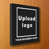 Bedrijfsnaam en Logo op zwart vierkant Canvas Afdruk