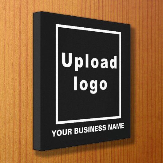 Bedrijfsnaam en Logo op zwart vierkant Canvas Afdruk