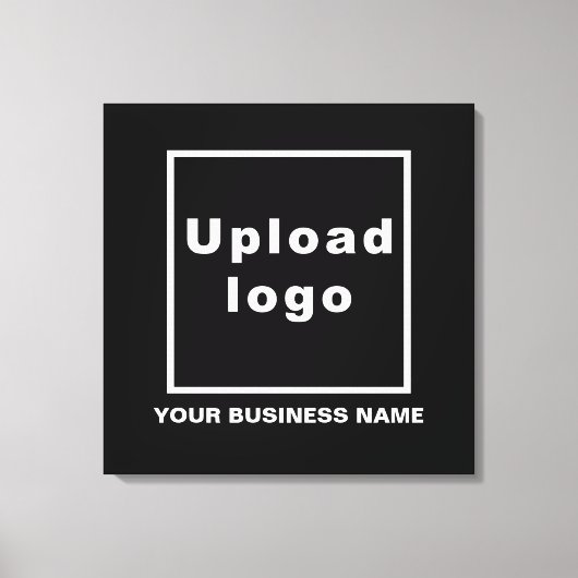 Bedrijfsnaam en Logo op zwart vierkant Canvas Afdruk (Voorkant)