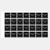 Bedrijfsnaam en Logo op zwart vierkant strijken aa Labels (Vel)