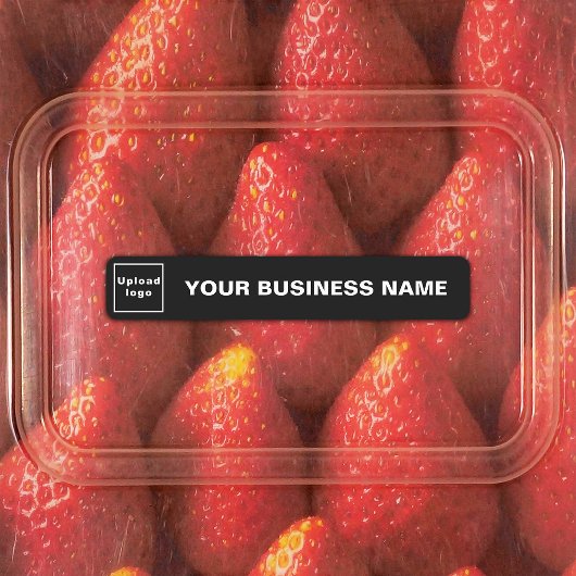 Bedrijfsnaam en Logo op zwarte lijm Labels