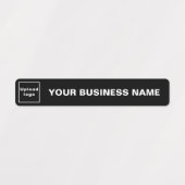 Bedrijfsnaam en Logo op zwarte lijm Labels (Design 1)