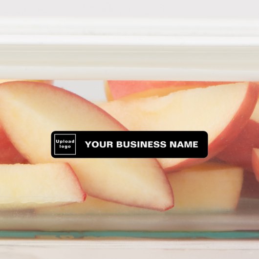 Bedrijfsnaam en Logo op zwarte lijm Labels (Aangebracht)