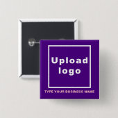 Bedrijfsnaam en Logo Paarse Square Button (Voorkant /achterkant)
