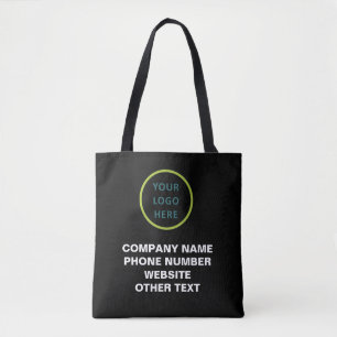 Bedrijfsnaam en Logo Qr-code op zwart Tote Bag
