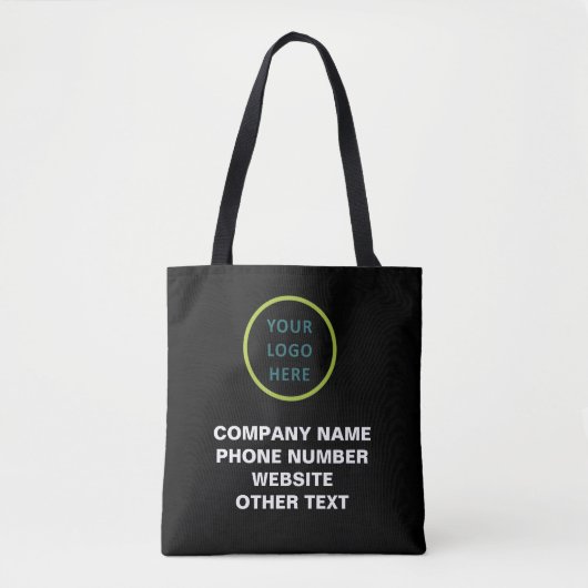 Bedrijfsnaam en Logo Qr-code op zwart Tote Bag (Voorkant)