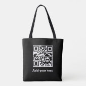 Bedrijfsnaam en Logo Qr-code op zwart Tote Bag (Achterkant)