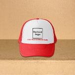 Bedrijfsnaam en Logo Red en White Trucker Hat Trucker Pet<br><div class="desc">Trucker dat u kunt aanpassen om uw bedrijfsnaam te zetten. Je kunt het als weggegeven object of cadeau aan je klanten geven. Je kunt het ook opnemen in je marketingmaterialen om reclame te maken voor je bedrijf of in je promotionele producten om je merknaam te promoten. Trucker dat met uw...</div>