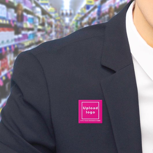 Bedrijfsnaam en Logo roze vierkant Button