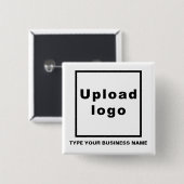 Bedrijfsnaam en Logo White Square Button (Voorkant /achterkant)