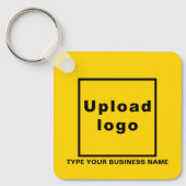 Bedrijfsnaam en Logo Yellow Square Sleutelhanger (Voorkant)