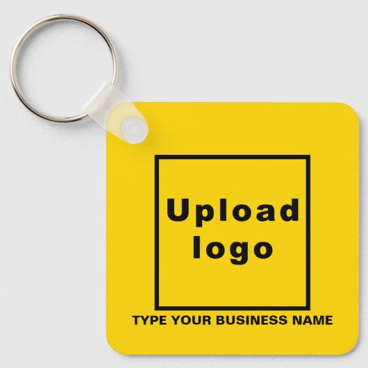 Bedrijfsnaam en Logo Yellow Square Sleutelhanger (Voorkant)