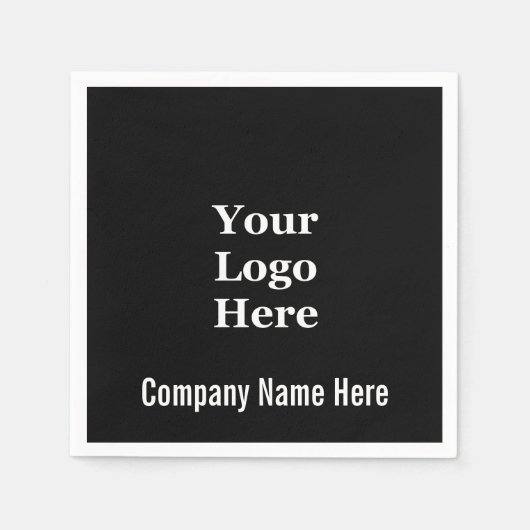 Bedrijfsnaam en Logo Zwart-wit Sjabloon Servet (Voorkant)