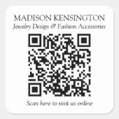 Bedrijfsnaam en online QR-code Stickers (Voorkant)