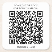Bedrijfsnaam en QR-code menu Kartonnen Onderzetters (Voorkant)