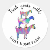 Bedrijfsnaam geitenmelk ronde sticker (Voorkant)