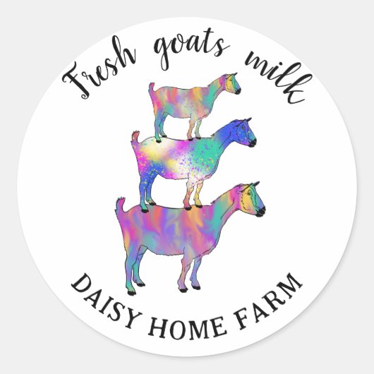 Bedrijfsnaam geitenmelk ronde sticker (Voorkant)