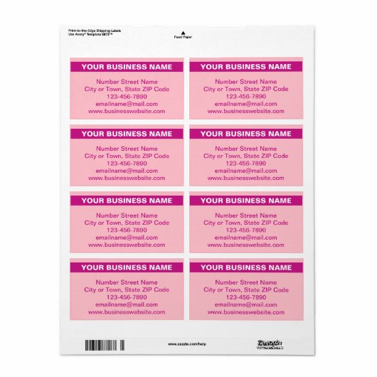 Bedrijfsnaam gemarkeerd op roze verzendlabel (Full Sheet)