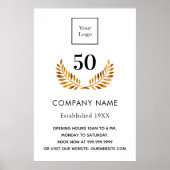 Bedrijfsnaam gevestigd wit goud poster (Voorkant)