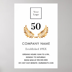 Bedrijfsnaam gevestigd wit goud poster