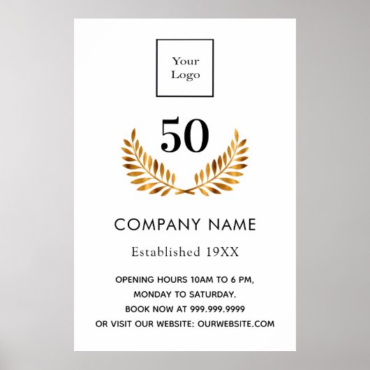 Bedrijfsnaam gevestigd wit goud poster (Voorkant)