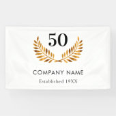 Bedrijfsnaam gevestigd wit goud spandoek (Horizontaal)